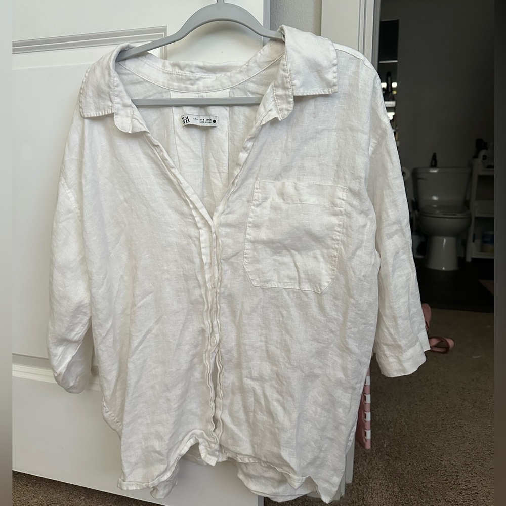 Zara Classic White Linen Shirt